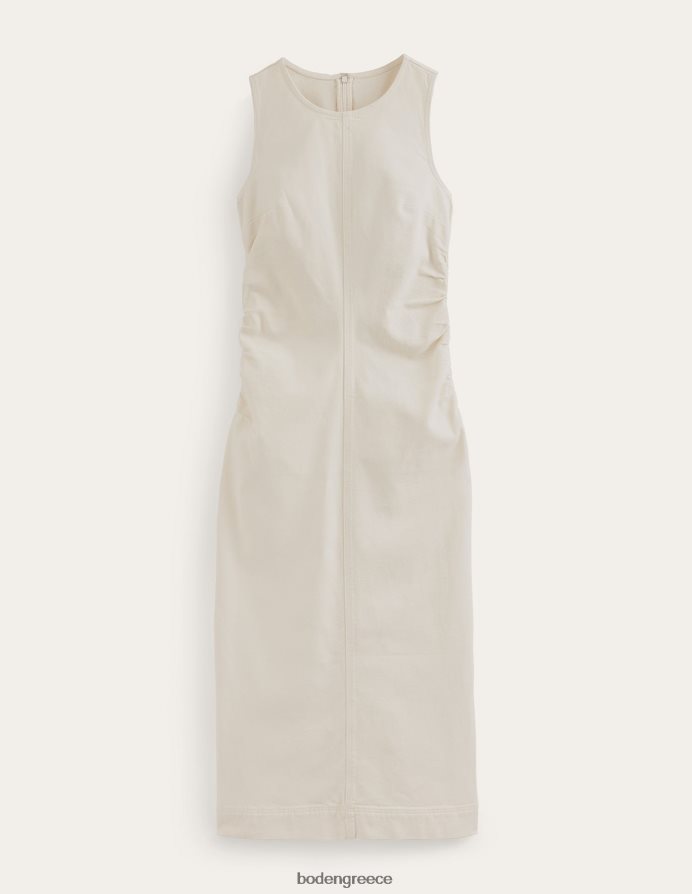 εκρού τζιν είδη ένδυσης Μίντι φόρεμα με πλάι ρουτσέ κολόνα Boden γυναίκες 464PH81304