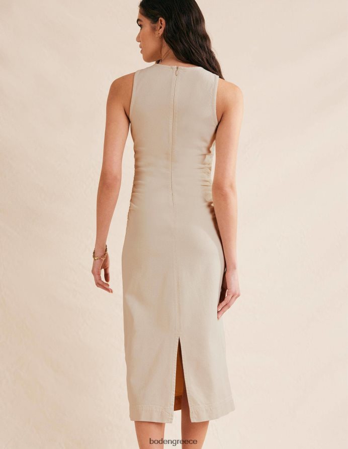 εκρού τζιν είδη ένδυσης Μίντι φόρεμα με πλάι ρουτσέ κολόνα Boden γυναίκες 464PH81304