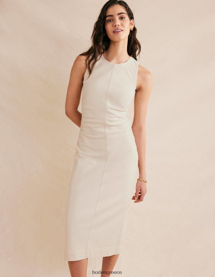 εκρού τζιν είδη ένδυσης Μίντι φόρεμα με πλάι ρουτσέ κολόνα Boden γυναίκες 464PH81304