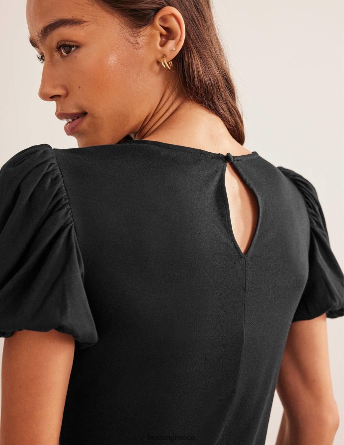 μαύρος είδη ένδυσης Μίντι φόρεμα ζέρσεϊ με φουσκωτά μανίκια Boden γυναίκες 464PH81322