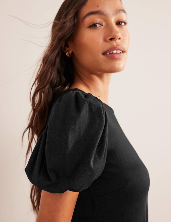 μαύρος είδη ένδυσης Μίντι φόρεμα ζέρσεϊ με φουσκωτά μανίκια Boden γυναίκες 464PH81322