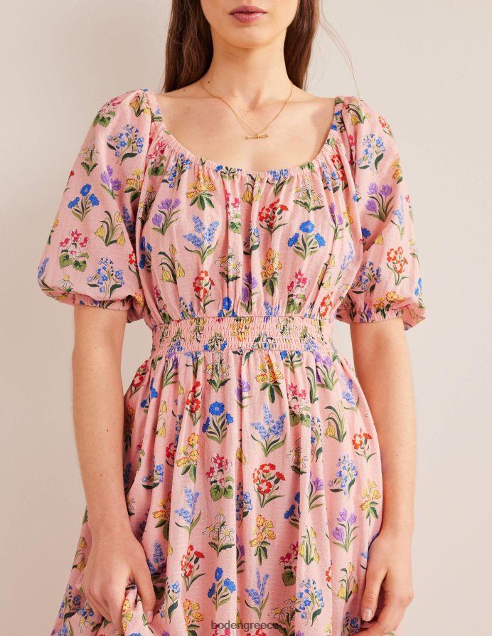 σκονισμένος ροζ & ανοιξιάτικος κήπος είδη ένδυσης Μίντι φόρεμα με λαιμόκοψη Boden γυναίκες 464PH81384