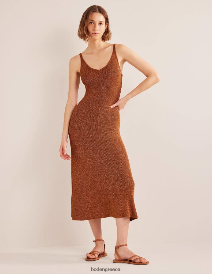 κονιάκ μπρονζέ & χρυσή λάμψη είδη ένδυσης Πλεκτό μίντι φόρεμα Boden γυναίκες 464PH81387