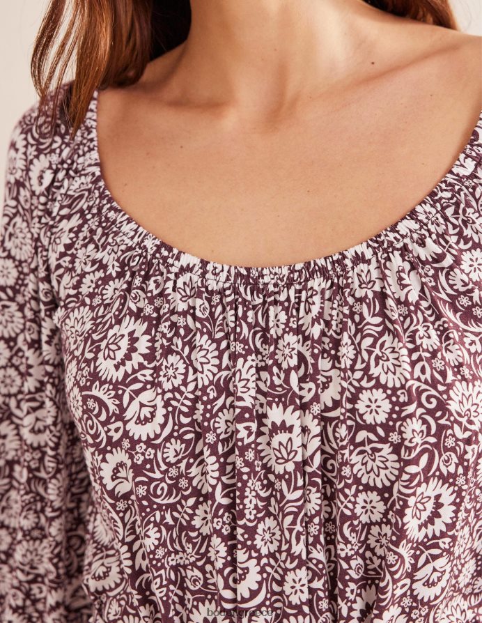 σκούρο μπορντό & ανθισμένος καταρράκτης είδη ένδυσης Μίνι φόρεμα ζέρσεϊ με σέσουλα Boden γυναίκες 464PH81420