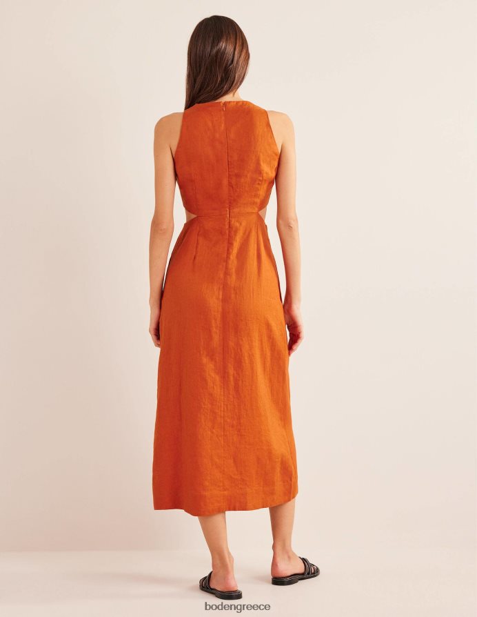 σκουριά είδη ένδυσης κομμένο λινό μίντι φόρεμα Boden γυναίκες 464PH81458