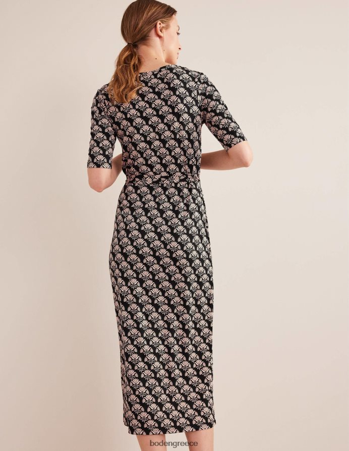 μαύρο & σφραγίδα πάθους είδη ένδυσης Μίντι φόρεμα ζέρσεϊ μπροστά με κουμπί Boden γυναίκες 464PH81529