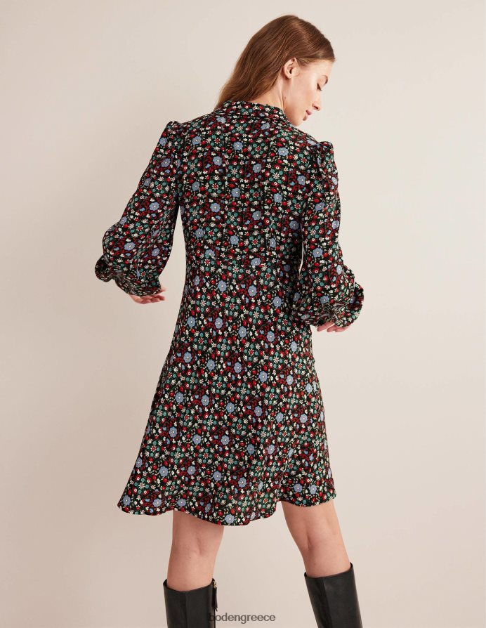 στροβιλισμός μαύρου & γαρδένιας είδη ένδυσης φόρεμα πουκάμισο με λαιμόκοψη Boden γυναίκες 464PH81559