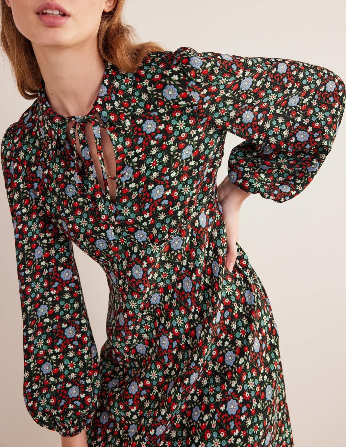 στροβιλισμός μαύρου & γαρδένιας είδη ένδυσης φόρεμα πουκάμισο με λαιμόκοψη Boden γυναίκες 464PH81559