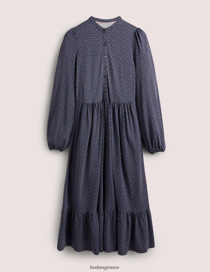 ναυτικό & διαμαντένιο μπουμπούκι είδη ένδυσης μίντι φόρεμα ζέρσεϊ με κουμπιά Boden γυναίκες 464PH81648