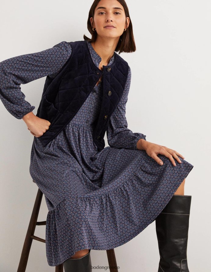 ναυτικό & διαμαντένιο μπουμπούκι είδη ένδυσης μίντι φόρεμα ζέρσεϊ με κουμπιά Boden γυναίκες 464PH81648