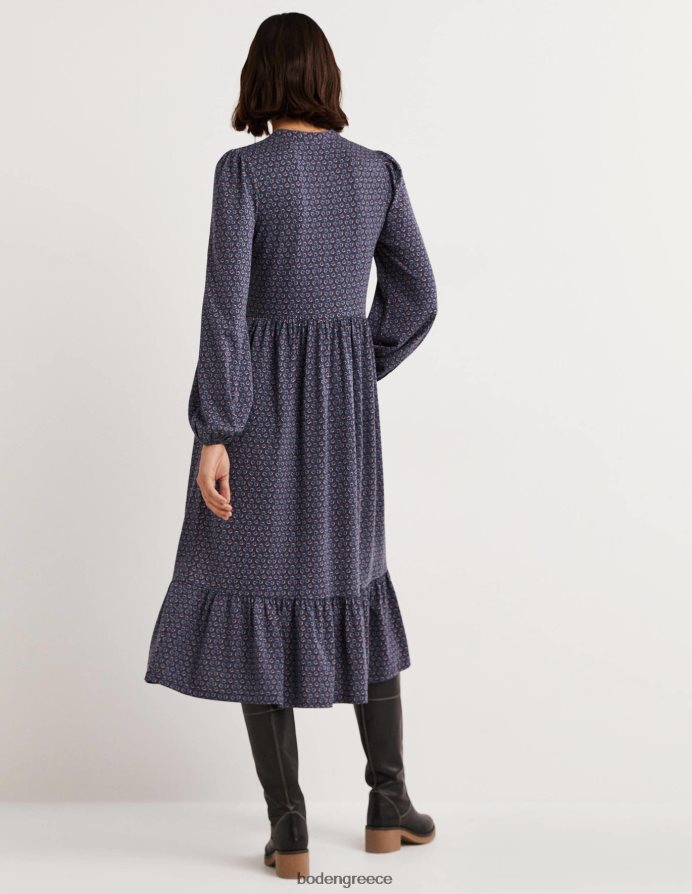 ναυτικό & διαμαντένιο μπουμπούκι είδη ένδυσης μίντι φόρεμα ζέρσεϊ με κουμπιά Boden γυναίκες 464PH81648