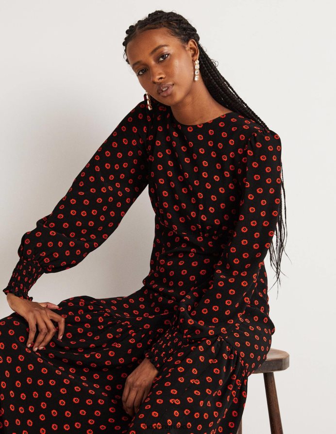 οφθαλμός μαύρου & πετούνιας είδη ένδυσης μάξι φόρεμα με μανσέτα Boden γυναίκες 464PH81732