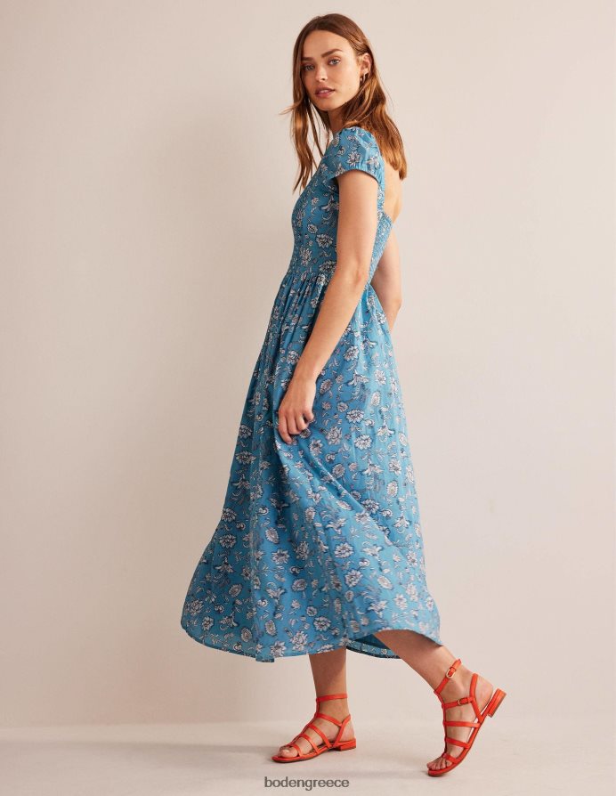 δελφίνιο μπλε & λιβάδι πτώση είδη ένδυσης Μίντι φόρεμα με λαιμόκοψη Boden γυναίκες 464PH817