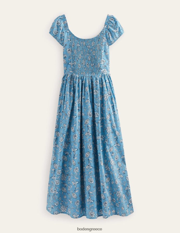 δελφίνιο μπλε & λιβάδι πτώση είδη ένδυσης Μίντι φόρεμα με λαιμόκοψη Boden γυναίκες 464PH817