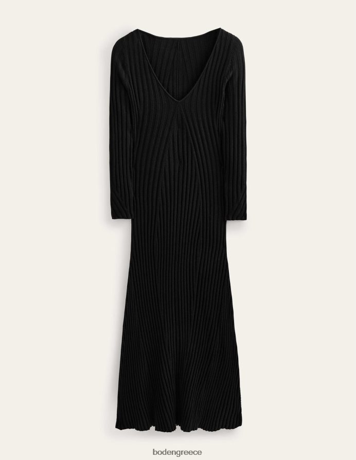 μαύρος είδη ένδυσης μάξι φόρεμα πλεκτό με ραβδώσεις Boden γυναίκες 464PH81874