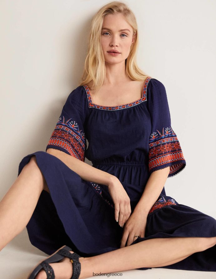 ΠΟΛΕΜΙΚΟ ΝΑΥΤΙΚΟ είδη ένδυσης μίντι φόρεμα με κεντητό ζέρσεϊ Boden γυναίκες 464PH82044