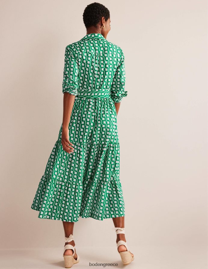 φωτεινό σμαραγδένιο & κύβο γεω είδη ένδυσης βαμβακερό μάξι φόρεμα σε επίπεδα Boden γυναίκες 464PH820