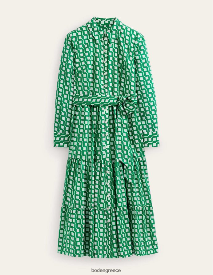 φωτεινό σμαραγδένιο & κύβο γεω είδη ένδυσης βαμβακερό μάξι φόρεμα σε επίπεδα Boden γυναίκες 464PH820