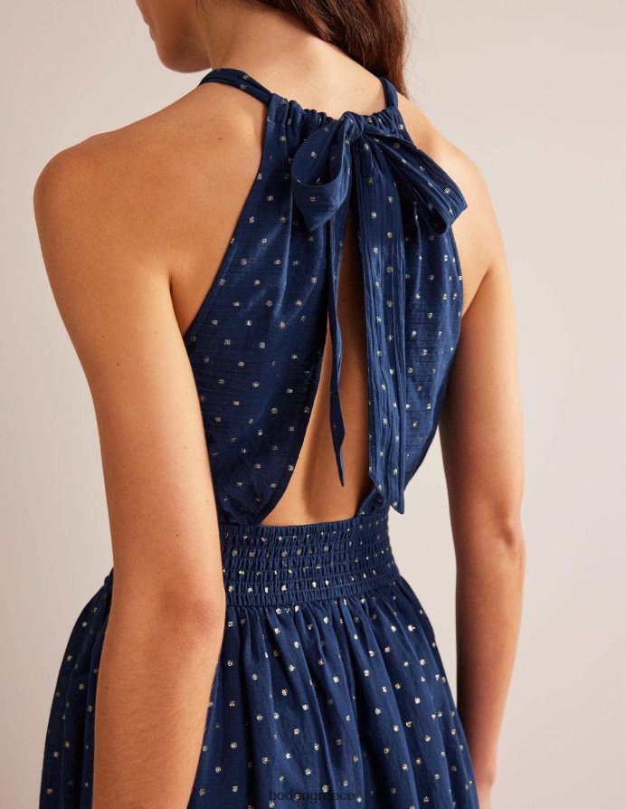 ναυτικό & χρυσό κλιπ είδη ένδυσης μάξι φόρεμα με μεταλλική λεπτομέρεια Boden γυναίκες 464PH82165