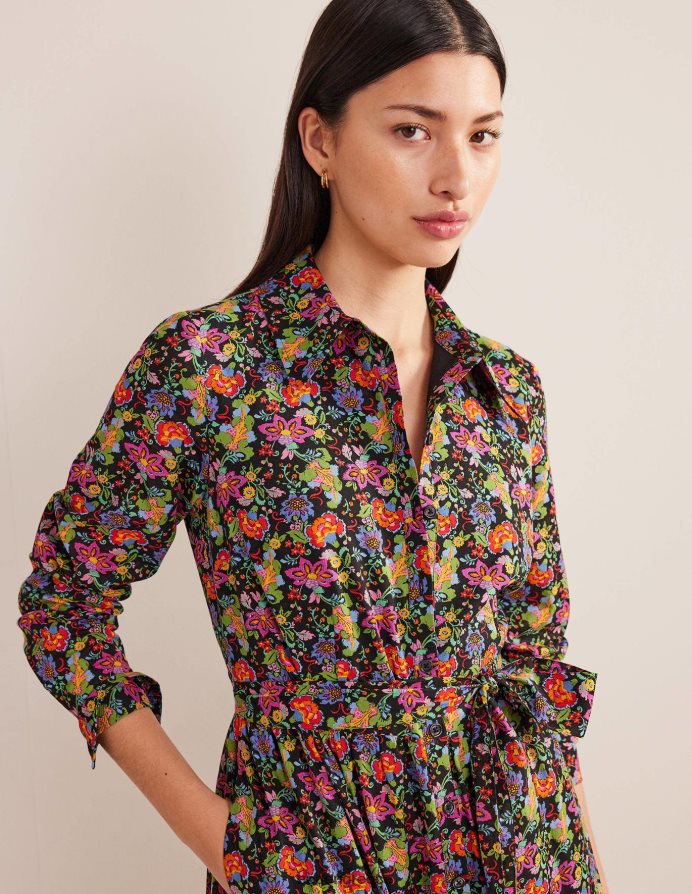 κήπος με μαύρο και γαρύφαλλο είδη ένδυσης βαμβακερό μάξι φόρεμα σε επίπεδα Boden γυναίκες 464PH82210