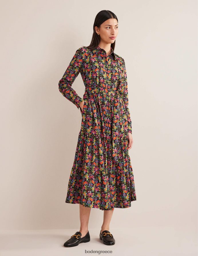 κήπος με μαύρο και γαρύφαλλο είδη ένδυσης βαμβακερό μάξι φόρεμα σε επίπεδα Boden γυναίκες 464PH82210