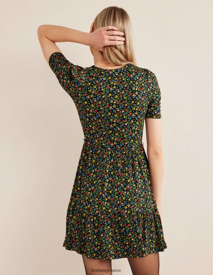 μαύρο & πέταλο φύλλωμα είδη ένδυσης Μίνι φόρεμα ζέρσεϊ με ρουστίκ μπούστο Boden γυναίκες 464PH82231