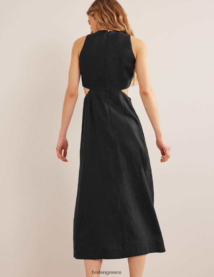 μαύρος είδη ένδυσης κομμένο λινό μίντι φόρεμα Boden γυναίκες 464PH82273