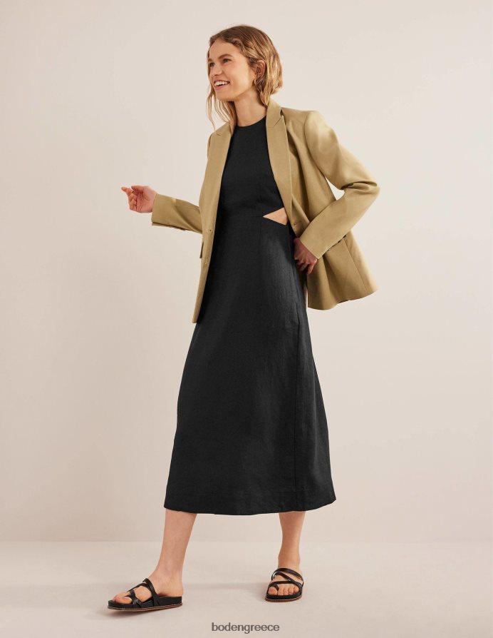 μαύρος είδη ένδυσης κομμένο λινό μίντι φόρεμα Boden γυναίκες 464PH82273