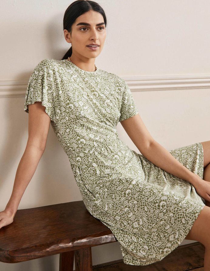 μπιζέλι και ανατολίτικος παράδεισος είδη ένδυσης φόρεμα ζέρσεϊ με φτερούγισμα Boden γυναίκες 464PH82282