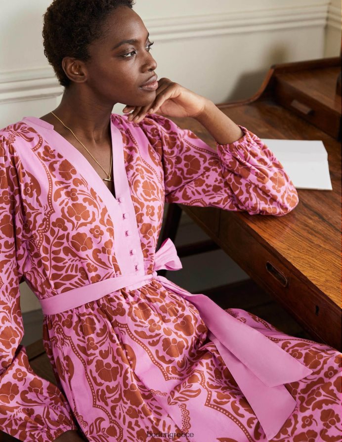 πέταλο ορχιδέας & άνθιση πάθους είδη ένδυσης βαμβακερό φόρεμα με εγκοπή Boden γυναίκες 464PH82283