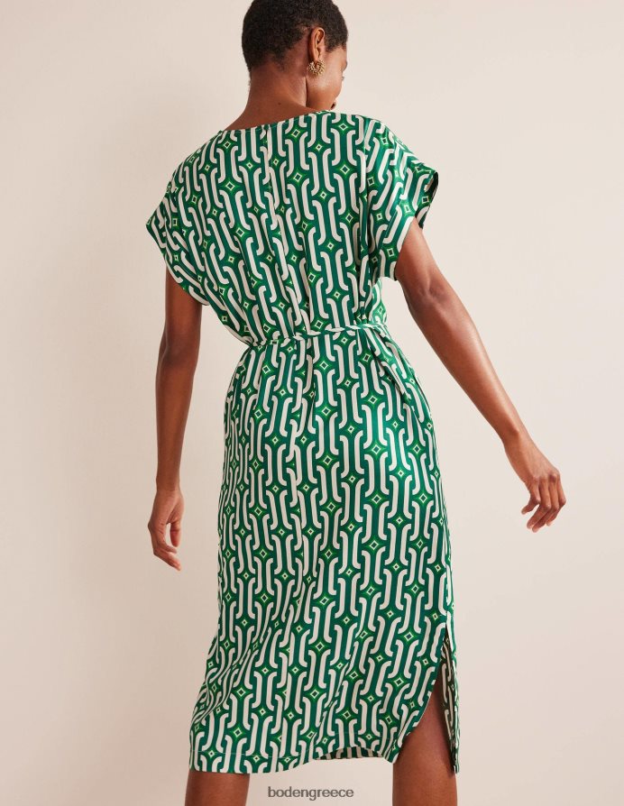 φωτεινό σμαραγδένιο και γαλάζιο γεωγραφικό είδη ένδυσης Μίντι φόρεμα κοντομάνικο κολόνα Boden γυναίκες 464PH822