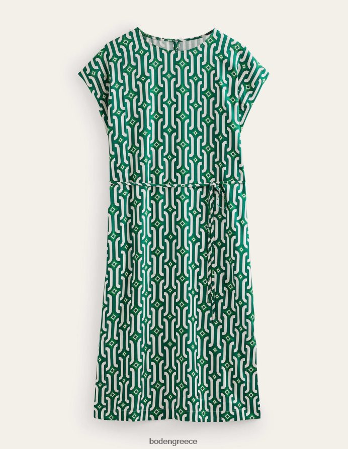 φωτεινό σμαραγδένιο και γαλάζιο γεωγραφικό είδη ένδυσης Μίντι φόρεμα κοντομάνικο κολόνα Boden γυναίκες 464PH822