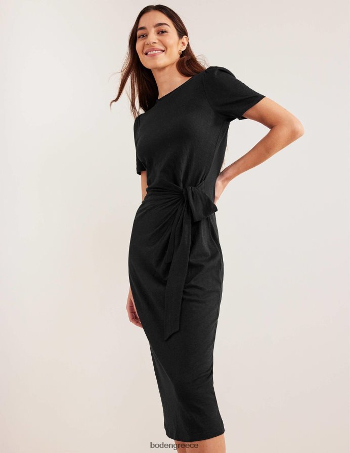 μαύρος είδη ένδυσης Μίντι φόρεμα ζέρσεϊ μπροστά με κόμπο Boden γυναίκες 464PH82391