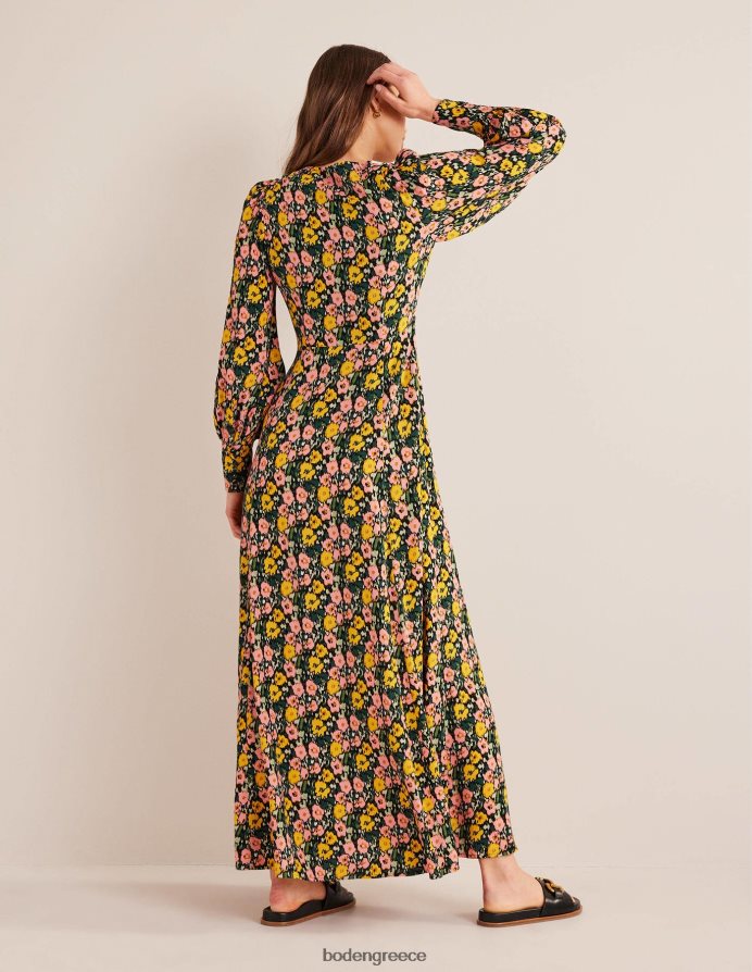 σμαραγδένια νύχτα & αφηρημένη παπαρούνα είδη ένδυσης μάξι φόρεμα τσαγιού μπλουζόν Boden γυναίκες 464PH82439