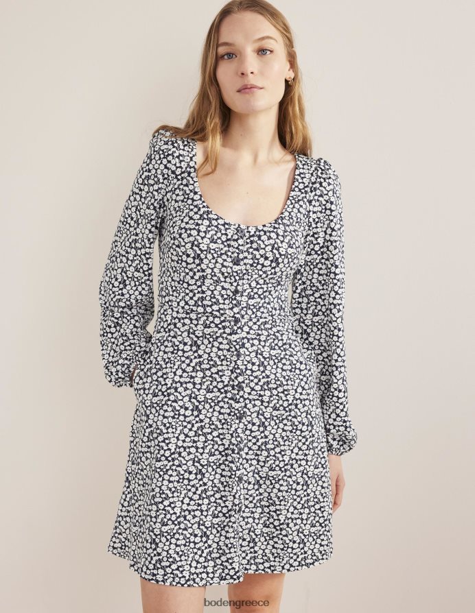 γαλλικό ναυτικό και κλωνάρι τουλίπας είδη ένδυσης Μίνι φόρεμα ζέρσεϊ μπροστά με κουμπί Boden γυναίκες 464PH82465