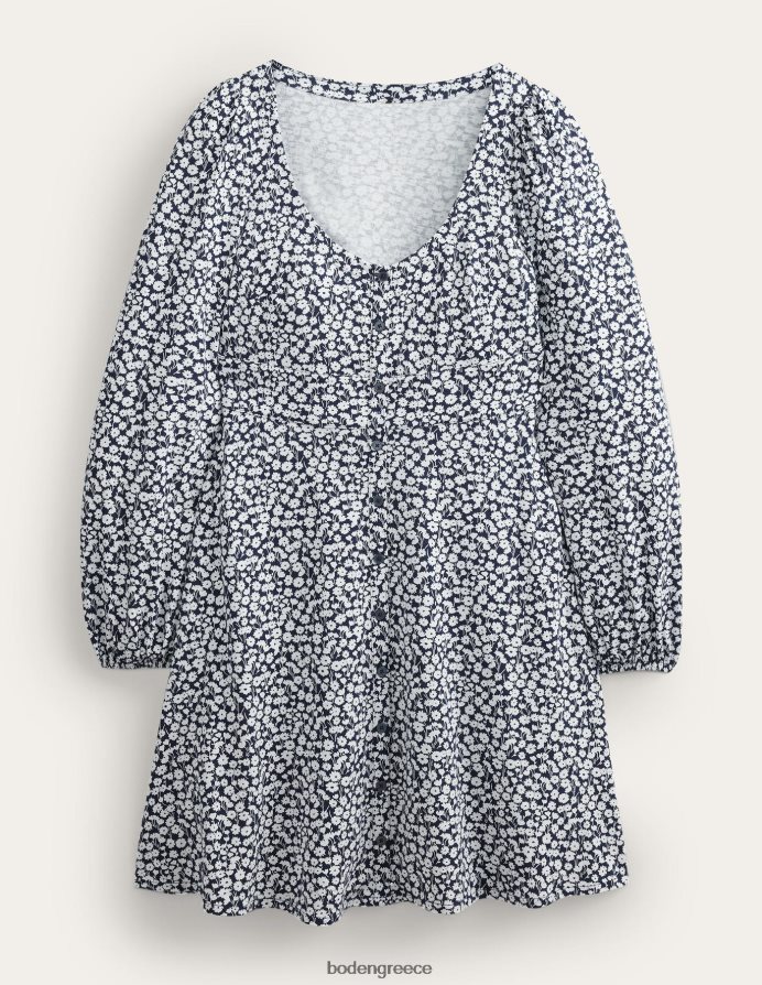 γαλλικό ναυτικό και κλωνάρι τουλίπας είδη ένδυσης Μίνι φόρεμα ζέρσεϊ μπροστά με κουμπί Boden γυναίκες 464PH82465