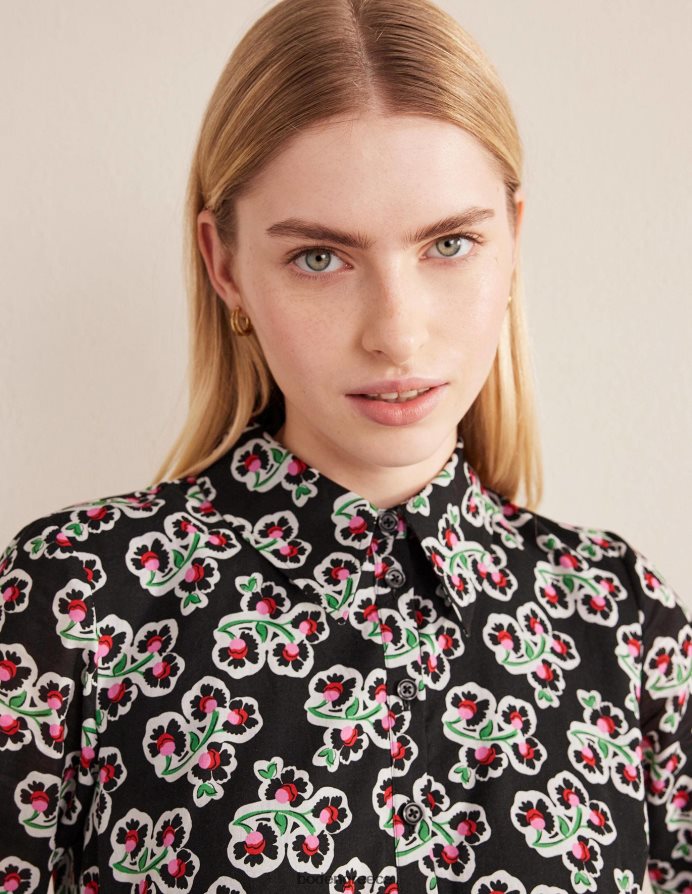 μαύρο & άνθος πετάλων είδη ένδυσης βαμβακερό μάξι φόρεμα σε επίπεδα Boden γυναίκες 464PH82467