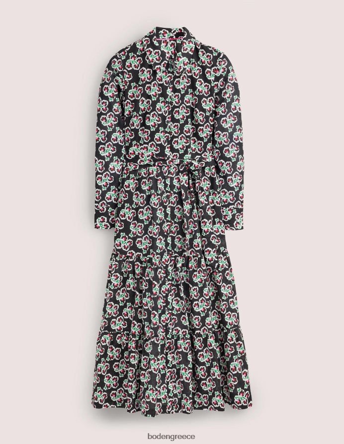 μαύρο & άνθος πετάλων είδη ένδυσης βαμβακερό μάξι φόρεμα σε επίπεδα Boden γυναίκες 464PH82467