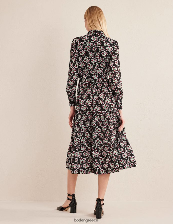 μαύρο & άνθος πετάλων είδη ένδυσης βαμβακερό μάξι φόρεμα σε επίπεδα Boden γυναίκες 464PH82467