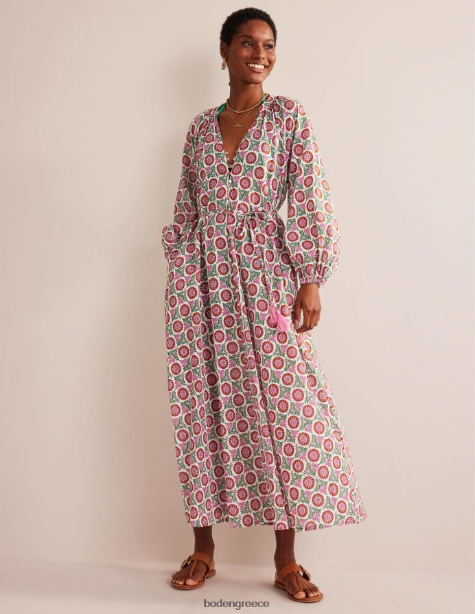 τζιν φιζ & κλωναράκι ηλίανθου είδη ένδυσης βαμβακερό μάξι φόρεμα με λαιμόκοψη Boden γυναίκες 464PH828