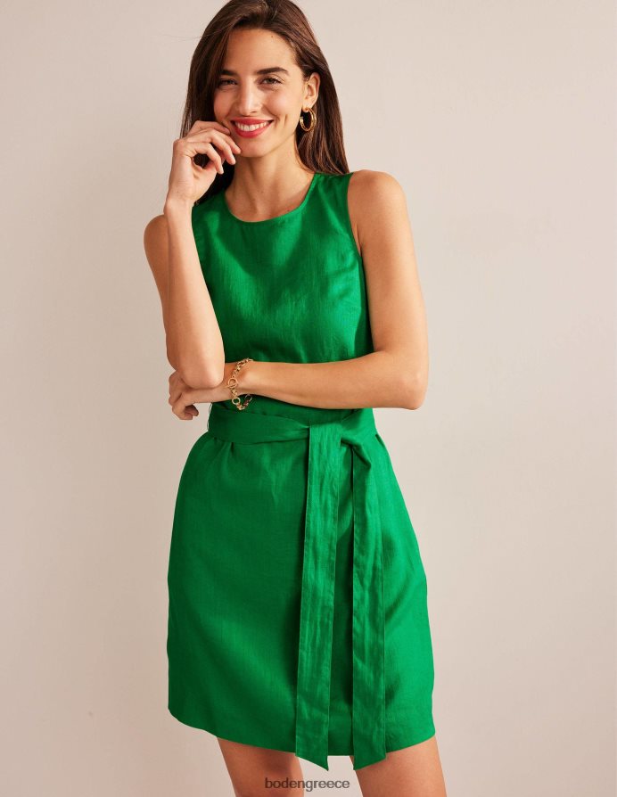 πλούσιο σμαράγδι είδη ένδυσης αμάνικο λινό φόρεμα Boden γυναίκες 464PH8579