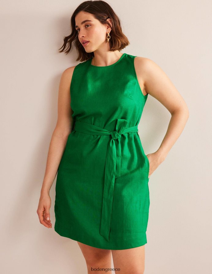 πλούσιο σμαράγδι είδη ένδυσης αμάνικο λινό φόρεμα Boden γυναίκες 464PH8579