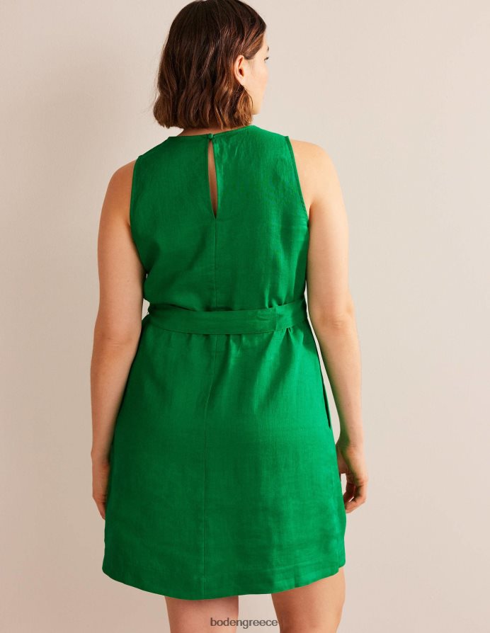 πλούσιο σμαράγδι είδη ένδυσης αμάνικο λινό φόρεμα Boden γυναίκες 464PH8579