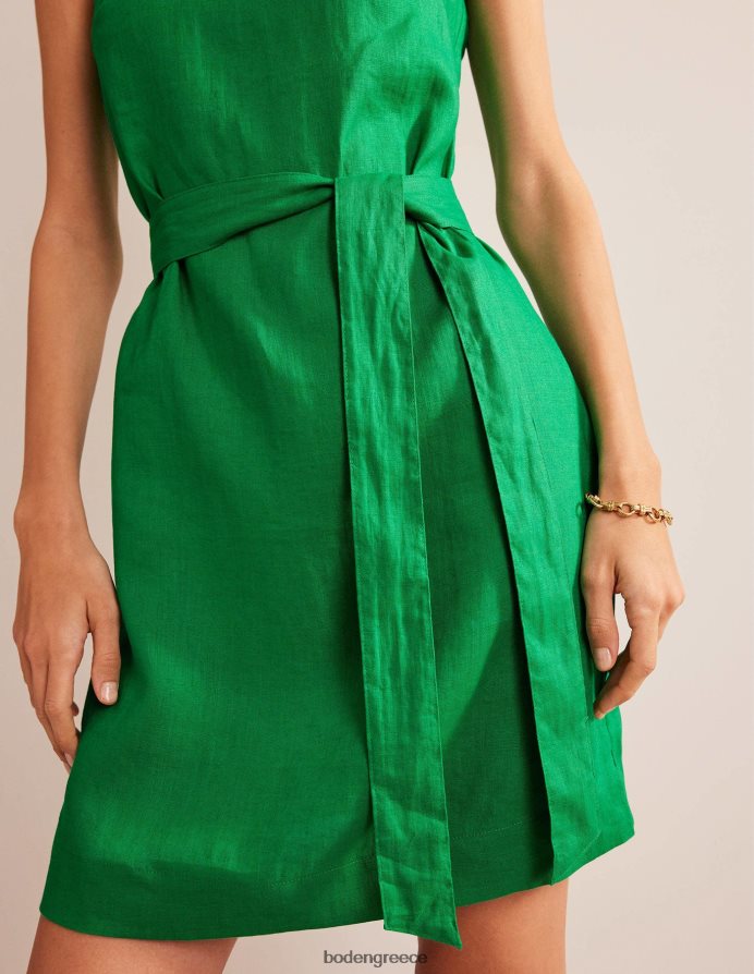 πλούσιο σμαράγδι είδη ένδυσης αμάνικο λινό φόρεμα Boden γυναίκες 464PH8579