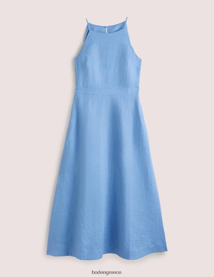 μπλε της ριβιέρας είδη ένδυσης Μίντι λινό φόρεμα με λαιμόκοψη Boden γυναίκες 464PH866