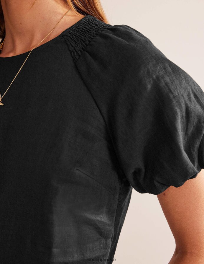 μαύρος είδη ένδυσης λεπτομέρεια στο μανίκι λινό μίνι φόρεμα Boden γυναίκες 464PH871