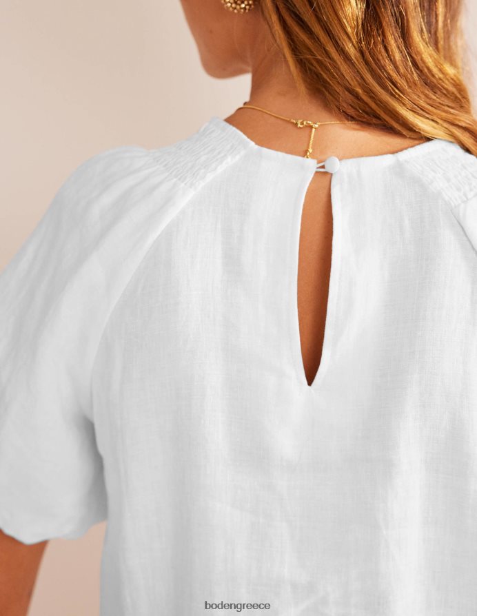άσπρο είδη ένδυσης λεπτομέρεια στο μανίκι λινό μίνι φόρεμα Boden γυναίκες 464PH873