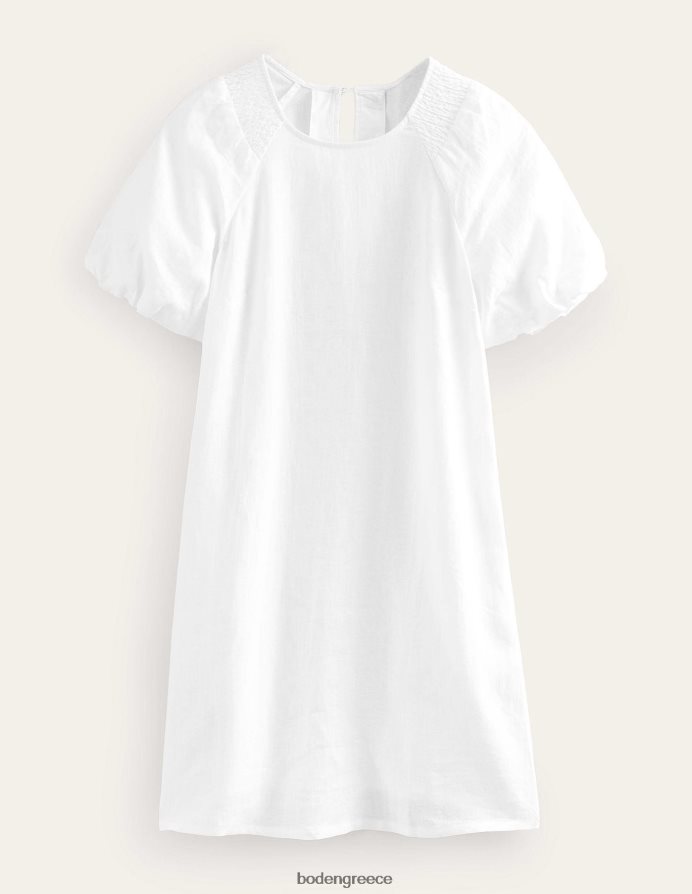 άσπρο είδη ένδυσης λεπτομέρεια στο μανίκι λινό μίνι φόρεμα Boden γυναίκες 464PH873