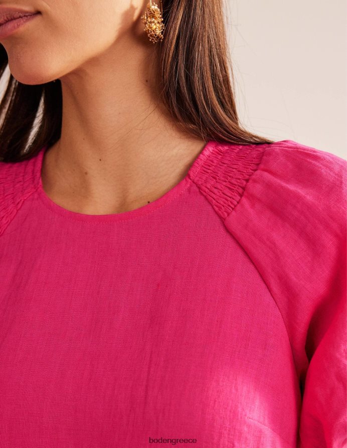 ροζ φεστιβάλ είδη ένδυσης λεπτομέρεια στο μανίκι λινό μίνι φόρεμα Boden γυναίκες 464PH874