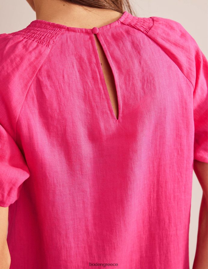 ροζ φεστιβάλ είδη ένδυσης λεπτομέρεια στο μανίκι λινό μίνι φόρεμα Boden γυναίκες 464PH874